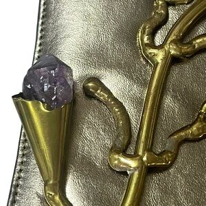 Vintage Raw Amethyst Crystal Copa Collection Metallic Silver Purse